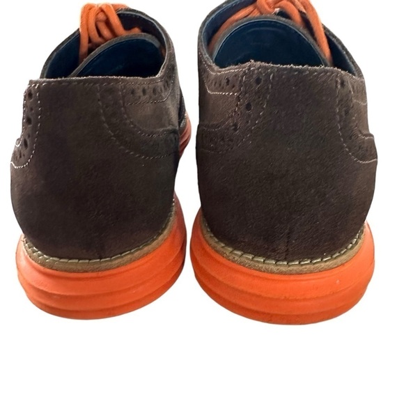 COLE HAAN LUNAR GRAND WINGTIP SUEDE BROWN AND ORANGE OXFORD SIZE 9 main image 4